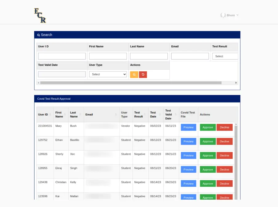 Optimized COVID-19 Health Record Verification Using CakePHP and ReactJS for El Camino Real Charter High School